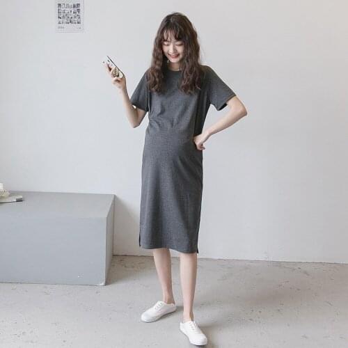 Summer Maternity Clothes Temperament Casual Pregnant Women T-shirt Skirt Loose Fashion Pregnant Women Short-sleeved Dress