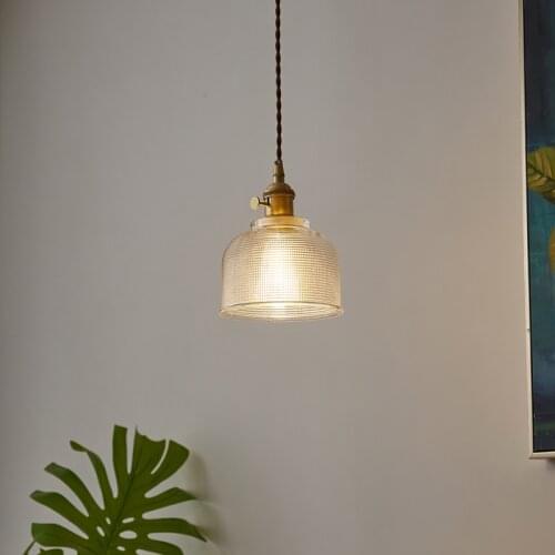 Nordic new Japanese style brass glass small chandelier homestay living room bedroom bedside lamp restaurant bar lamp