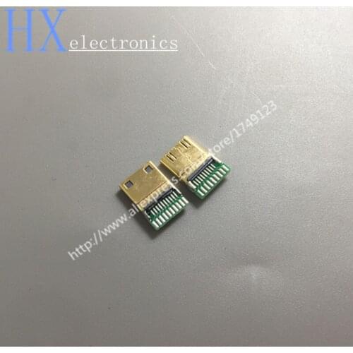 Free shipping 50PCS MINI HDMI MALE SOCKET 19P 19PIN HD transmission gilded Connector INTERFACE Best quality