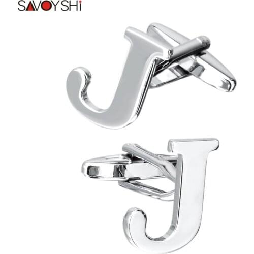 SAVOYSHI Fashion Letter J Cufflinks For Mens Shirt Accessories High Quality Brand Silver Plated Cufflink Lawyer Gift Jewelry