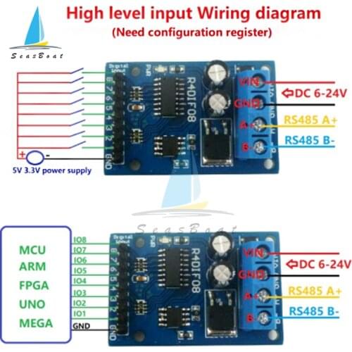 8CH DC 12V 8-12MA Digital Input Module RS485 Modbus RTU Switch Acquisition Board for PLC Expand Relay Industrial Automation