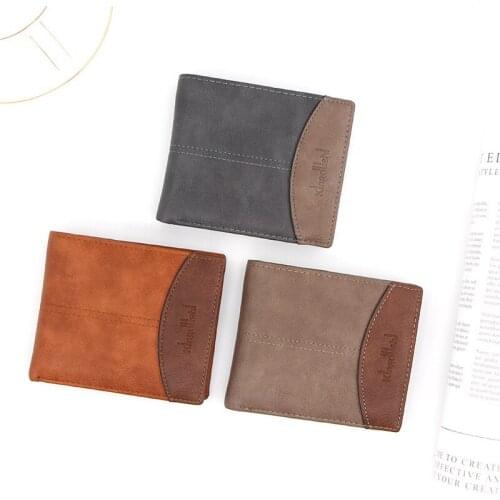MenBense Men Short Wallets Letter Print Handbag Clutch Bag Male Purse Bifold Mini Money Bags Large Capacity Retro Coin Purses