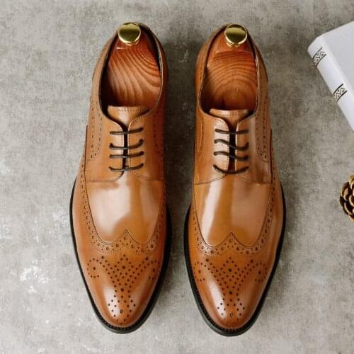 Genuine Leather Oxford shoes For Men Casual Cowhide Leather Shoes Vintage Mens Office Formal Dress Shoes Male Wedding Shoes