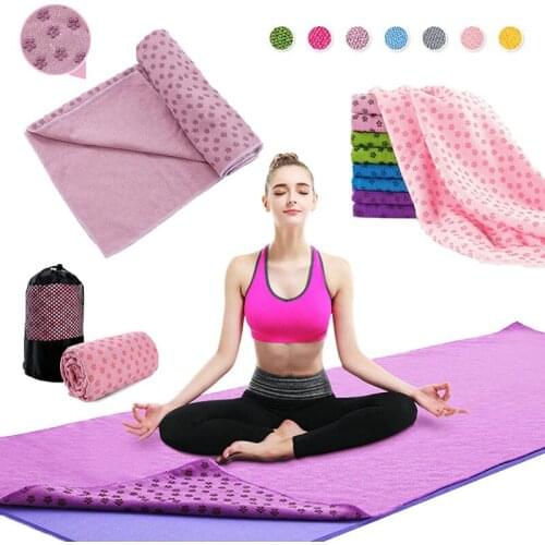 183*63CM Non-Slip Yoga Towel Blankets Mats Anti Skid Pilates Gym Fitness Sports Down Blanket Soft Comfortable with Mash Bag