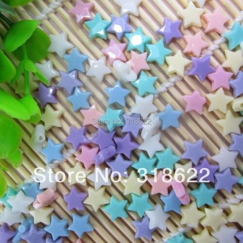 2015 New! 10*4mm Mixed Color Beads,acrylic Loose Beads,star Spacer Beads For Diy Jewelry Making 500pcs/lot