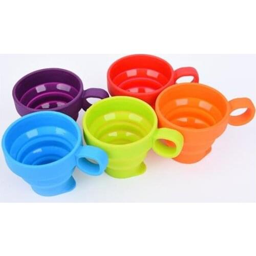 Wholesale 200pcs/lot foldable silicone cup outdoor camping traveling portable drinking cup with transparent cover SN954