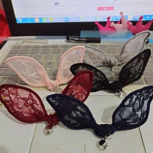 Pet Dog Hair Lace Pendant Rabbit Ear Bow 5 Color Hanging diamond decorative Hairpin Dog Grooming Hair Clip