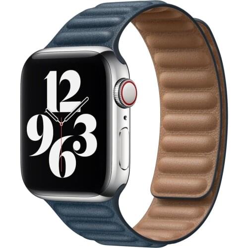 Leather Link strap For Apple watch band 44mm 40mm 38mm 42mm watchabnd 1:1 original Magnetic Loop bracelet iWatch seires 5 4 6 SE
