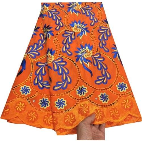 SJ Lace 2021 African 100% Cotton Lace Fabric Latest Swiss Voile Lace In Switzerland With Stones For Women Dress Sewing y3-72