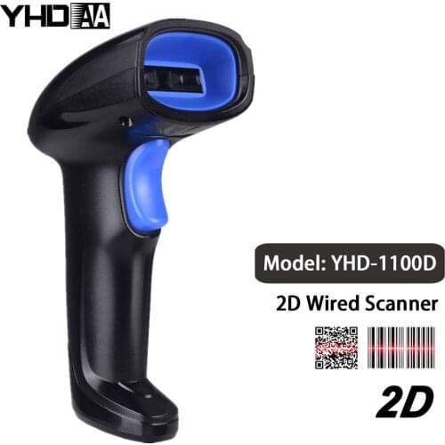 Barcode Scanner Wired Handheld 2D QR Code Reader for IOS Android Windows Code Scanner with Stand for Warehouse Supermaket Sale