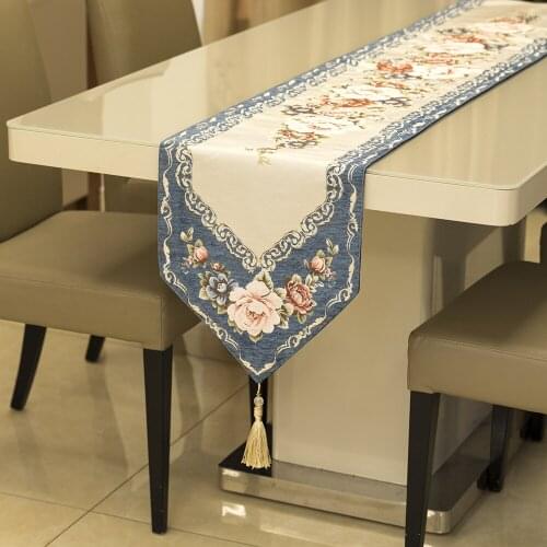 Chinese style retro chenille cover cloth art table runner Fashion Classical Chinese New Hibiscus Flower Table Flag wedding decor