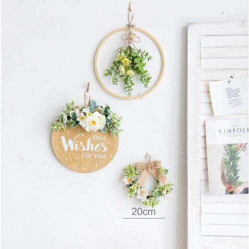 Nordic Style Porch Dry Flower Green Plant Wall Decoration Creative Retro Door Decoration Wall Hanging Wall Farmhouse Home Decor