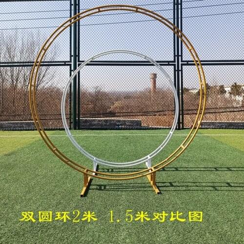 Wedding arch Iron double rod ring outdoor marriage birthday party round arch decoration background shelf decoration frame