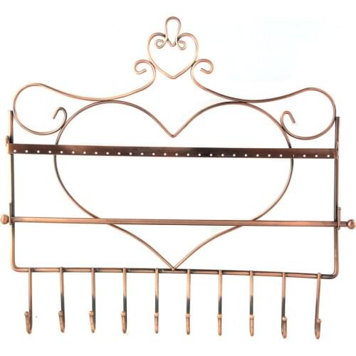 Vintage Jewelry Organizer Wall Hanging Storage Jewelry Hooks for Earring Ring Necklace Hanger Holder Rack Stand Heart Shape