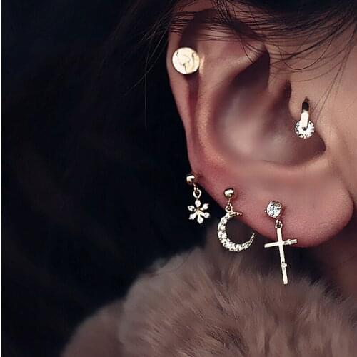 WTLTC 925 Sterling Sliver Mini Helix Cartilage Earrings Clean Hot PInk Cubic Zirconia Ear Piercing Earrings 6mm Tiny Earrings