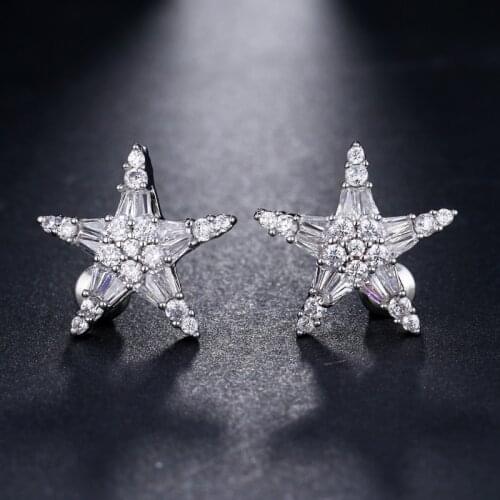 Bettyue Shinny Star Hot Sale High Quality Crystal Female 3 Colors Design Jewelry Zircon Stud Earring for Women Gift