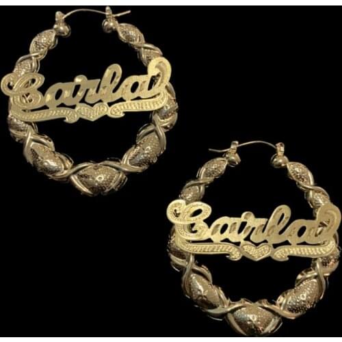 2021 New XOXO Custom Name Earrings Women Personalized Letter Earrings Hip Hop Bamboo Earrings 65mm Gold Jewelry Gift