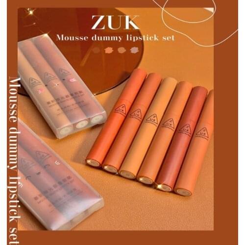 3pcs Mousse Matte Silky Cigarette Tube Lipstick Set Lip Glaze Waterproof Non-sticky Long-lasting Moisturizing Makeup TSLM1