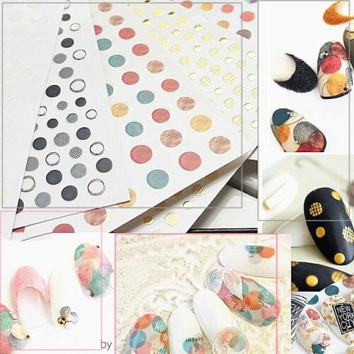 3D Nail Art Sticker Gold black colorful Circle Geometry Nail Stickers Adhesive Slider Sticker Star Moon Decals Z0160
