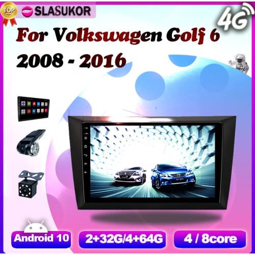 6+128G Android 10 For VW Volkswagen Golf 6 2008 2009 2010 - 2016 4G RAM Auto Video Player Navigation Car GPS DVD Cable Canbus