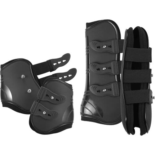 4 PCS Front Hind Leg Boots Adjustable Horse Leg Boots Equine Front Hind Leg Guard Equestrian Tendon Protection Horse Hock Brace
