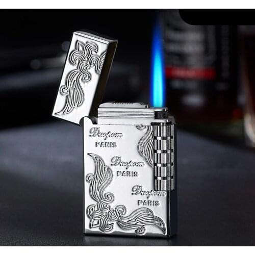 Butane Gas Lighter Windproof Blue Flame Portable Metal Flint Torch Lighter 1300C Cigarette Cigar Lighters Smoking Accessories