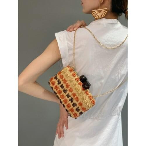 Boutique Elegant Orange Crossbody Bag For Women Weave Evening Bag Ladies Formal Dinner Clutch Purse Wedding Bridal Handbag