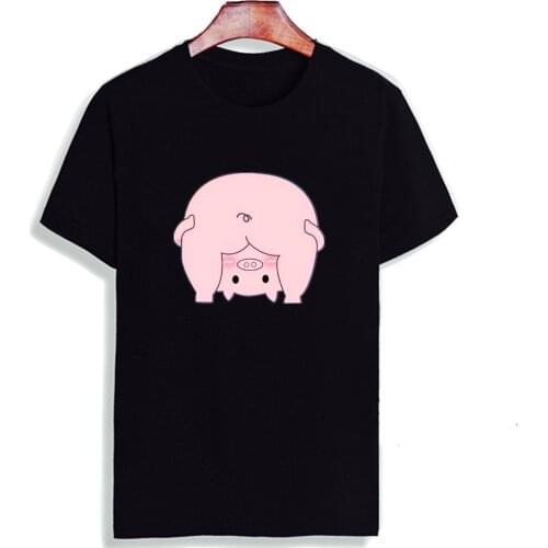 Aesthetic Couple Clothes Funny Tshirt Lovely Pig and Frog Cartoon Art Cotton O Neck T Shirt Plus Size Short Sleeve Brand Female