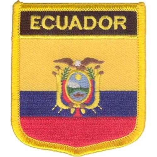 Ecuador Flag Patch Made by Twill with Merrow Border and Iron On Backing Make Items As Client Request MOQ50pcs Free Shipping