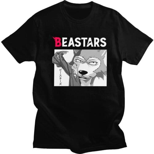 Classic Beastars T-Shirt Men Animal Wolf Anime Furry Manga Tshirt Vintage 100% Cotton Tee Short Sleeve Casual Shirt Clothes Gift
