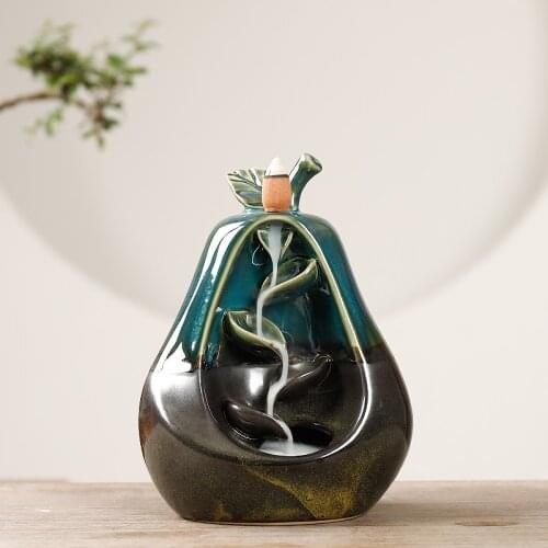 Handmade Ceramic Incense Burner Waterfall Backflow Incense Burner, Aromatherapy Diffusers Ornament Home Decor +10 Incense Cones