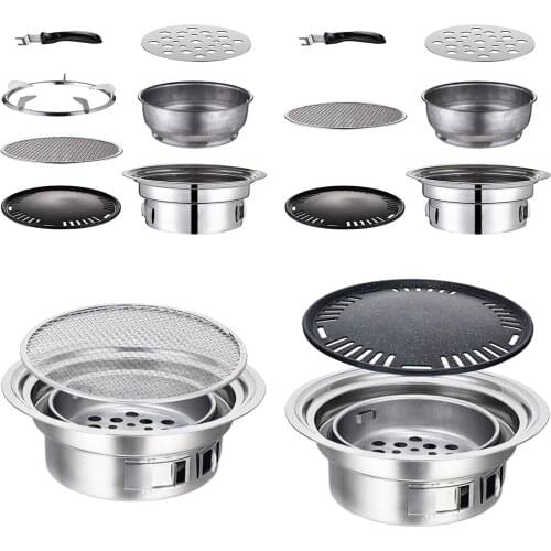 Korean Charcoal Barbecue Grill Household Korean BBQ Grill Non-stick for Home Kitchen Outdoor Garden Barbecue Stove