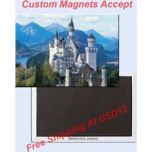 Metal Wrapped Magnets SOUVEMAG Germany Bavarian Fussen New Swan Fort landscape Tourist Metal Decoration Fridge Magnet 5272