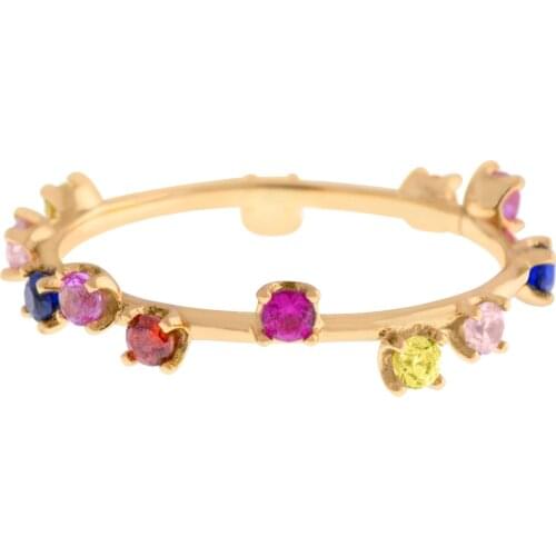 Multicolor Ring Elegant Fashion Jewelry Us size 6 7 8 rainbow cubic zirconia gold engagement band finger jewelry