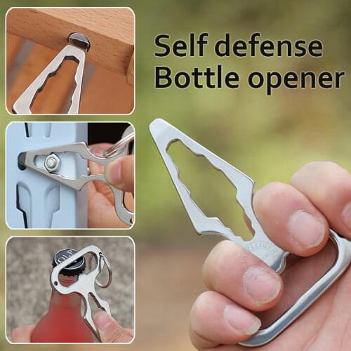 Stainless Steel Self-defense Multi Tool Keychain Bottle Opener Screwdriver Outdoor Camping Equipment Survival Kit Key Ring