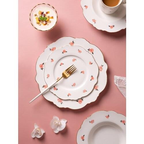 European-Style Gold-Edged Bowl Plate Set Rice Bowl Western Cuisine Steak Plate Soup Plate Fish Dish Mug Tableware