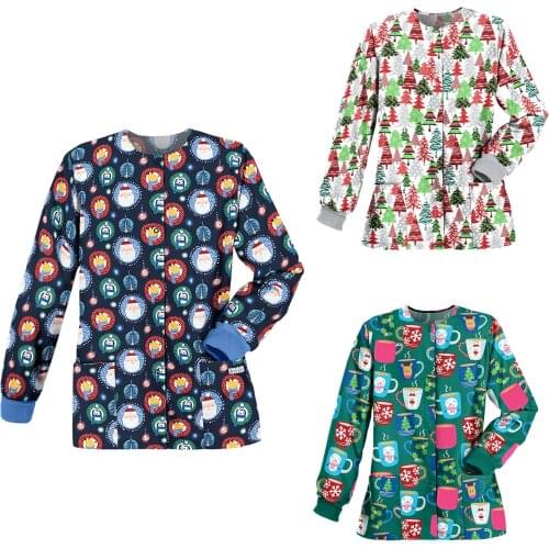 NEW Nurse Nursing Overalls Uniforme Enfermera Women Longe Sleeve O-neck Tops Working Uniform Blouse T-shirts медицинская одеж q5