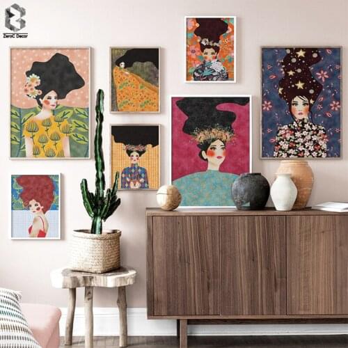 New Nordic Modern Style Handdraw Characters Colorful Canvas Painting Poster Print Decor Wall Art Picture For Living Room Bedroom