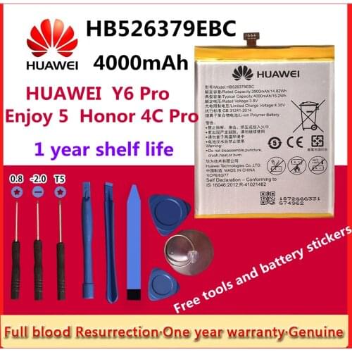 Original HB526379EBC Phone Battery for Huawei Y6 Pro Enjoy 5 HONOR 4c Pro TIT-L01 TIT-TL00 -CL00 TIT-CL10 4000mAh Batterie Tools