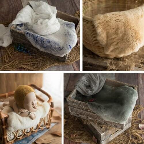 Newborn Photography Props Baby Fur Blanket Infant Photo Shoot Accessories Container Filler Soft Blanket Irregular Edge Fur