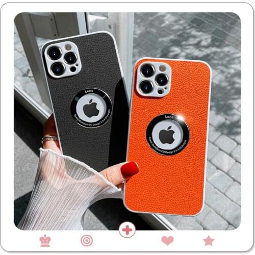 Luxury Leather Shockproof Phone Case For iphone 12 11 Pro XS Max XR X Lens Case On iphone 8 6 6s 7 Plus Business Back Cover Logo