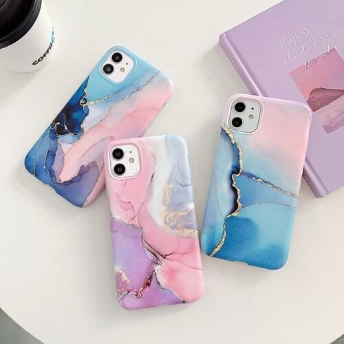 Gradient Marble Texture Phone Case for iPhone 11 Pro Max X XR XS Max 7 8 Plus SE 2020 Colorful Soft IMD Silicone Back Cover Capa