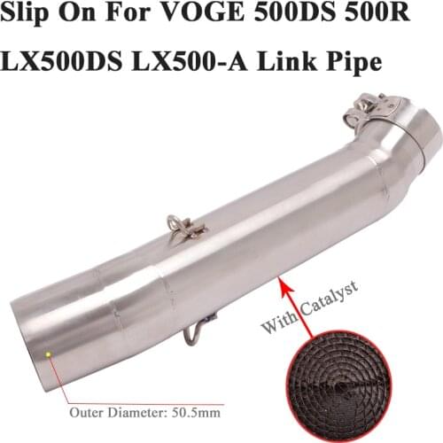Slip On For VOGE 500DS 500R LX500DS LX500-A Motorcycle Exhaust System Escape Modify Stainless Middle Link Pipe With Catalyst