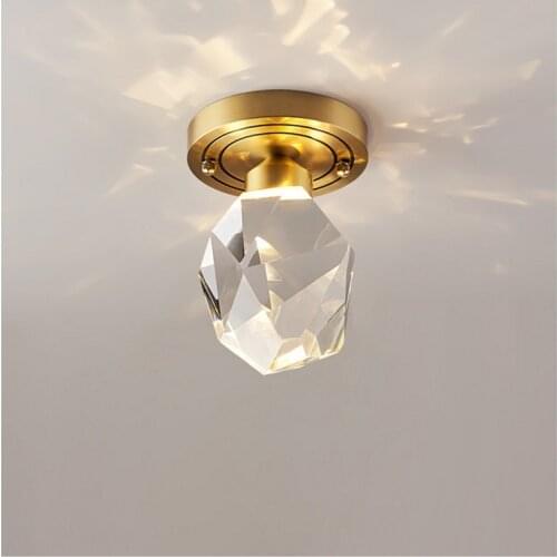 Light luxury crystal aisle ceiling light simple modern creative entrance home cloakroom all copper ceiling lamp