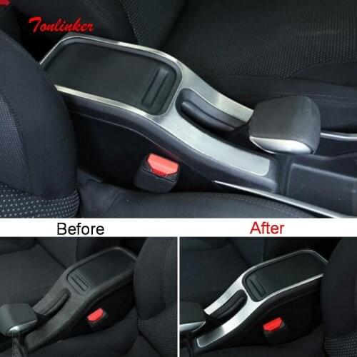 Tonlinker Interior Armrest box Cover Stickers for Citroen C-Elysee/Peugeot 301 Car styling 1 PCS Stainless steel Cover stickers