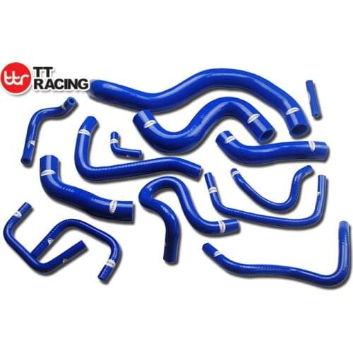 TT1614CBL- FOR NISSAN Skyline GT-R R35 VG38DETT Radiator Heater Silicone Hose Kit Pipe Blue
