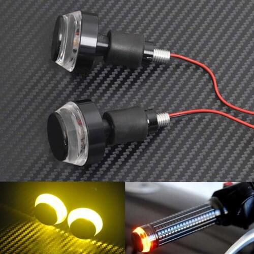 12V Motorcycle Handlebar End Blinker For Harley Honda Ducati Universal 22mm Handlebar Plug Amber LED Turn Signal Light Indicator