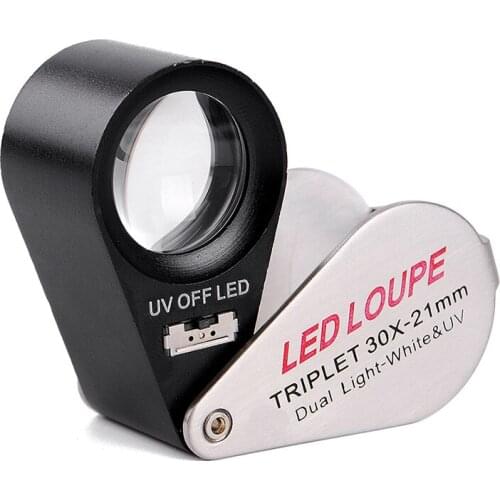 Magnifying glass with led light HD 10 times 20 times 30 times mini portable handheld magnifying mirror jewelry identification