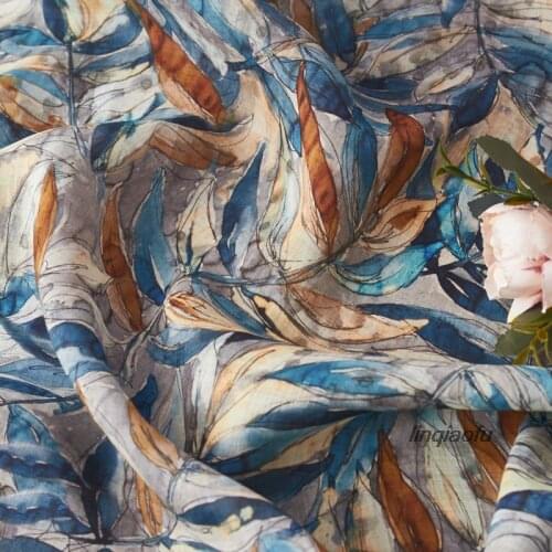 2019 spring and summer thin pure ramie digital printing apparel fabric High-end linen fabric