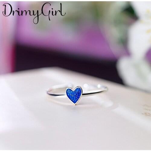 Punk Vintage Blue Love Heart Ring For Women Men Adjustable Size Geometric Rings Exquisite Creative Jewelry Wholesale